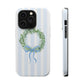 Floral Wreath Magnetic Impact Case — Blue Striped Protective Phone Case