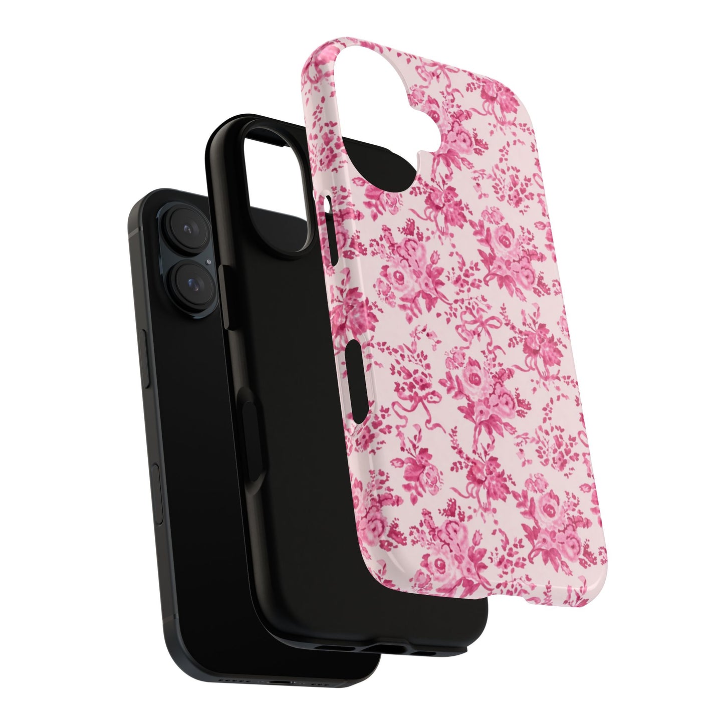 Pink Vintage Floral Tough Phone Case — Protective iPhone Cover