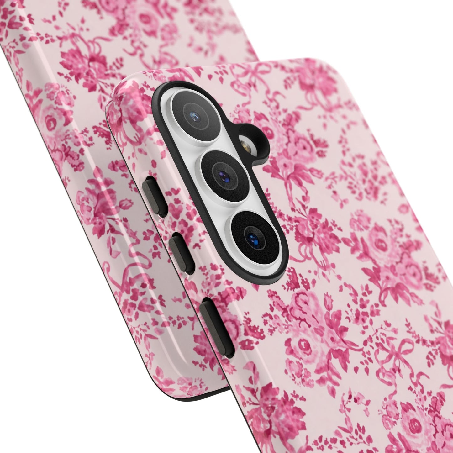 Pink Vintage Floral Tough Phone Case — Protective iPhone Cover