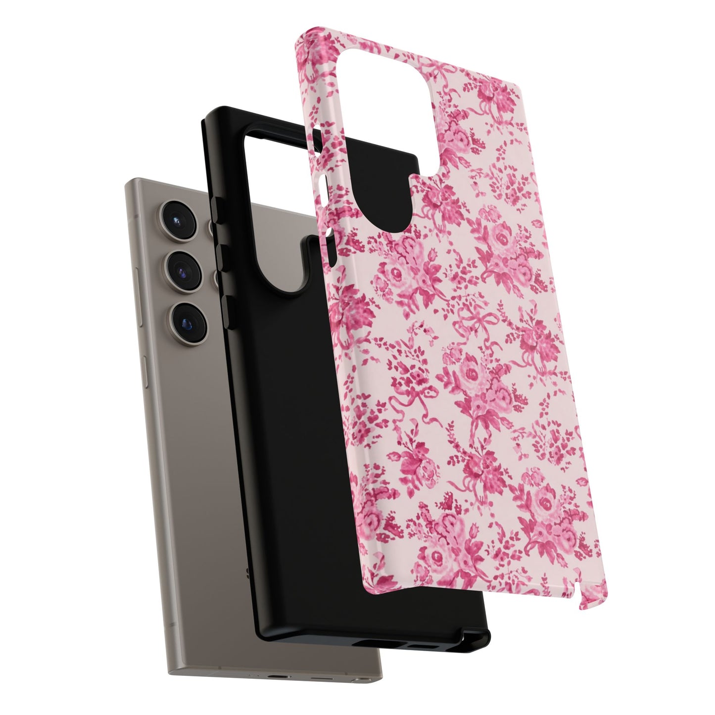 Pink Vintage Floral Tough Phone Case — Protective iPhone Cover