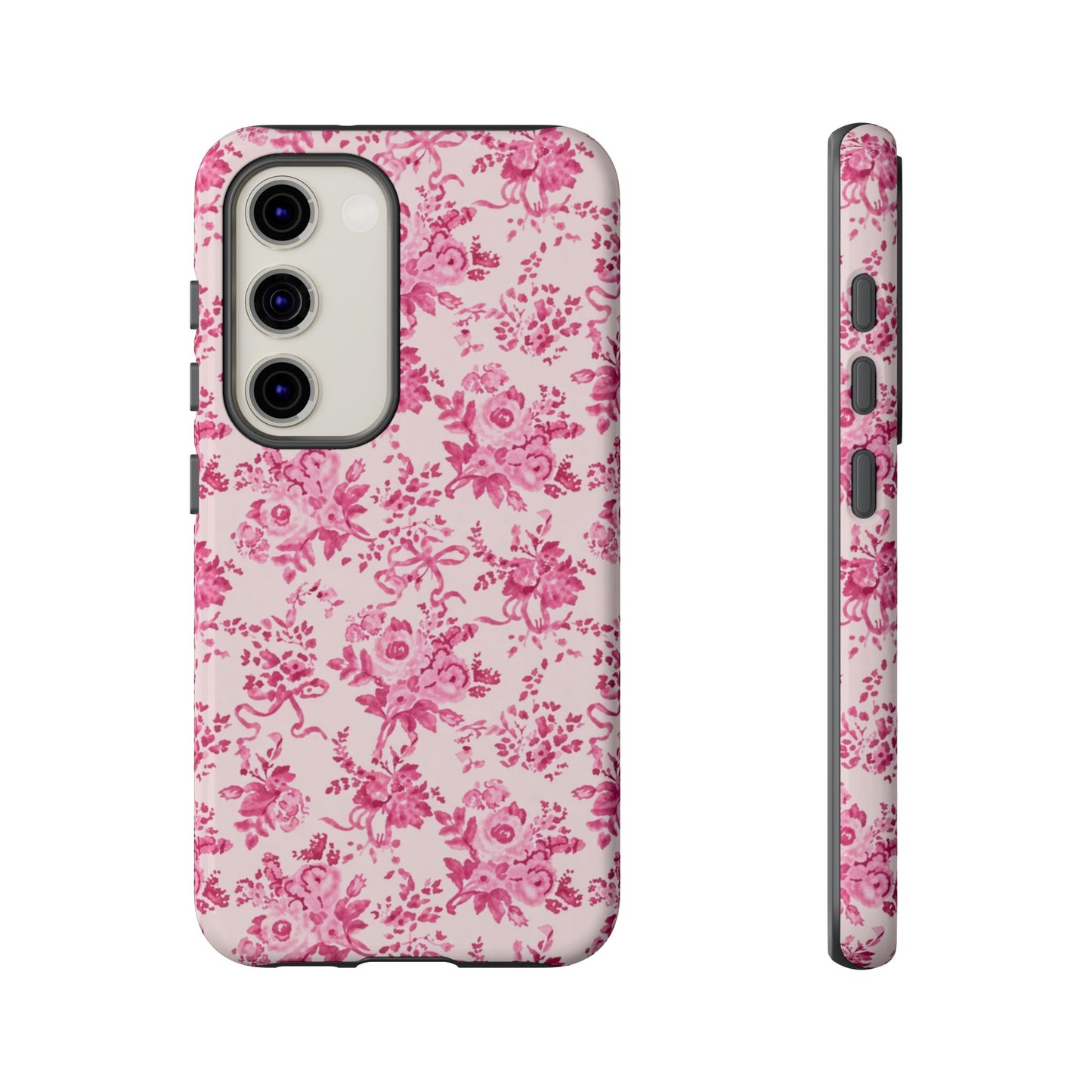 Pink Vintage Floral Tough Phone Case — Protective iPhone Cover