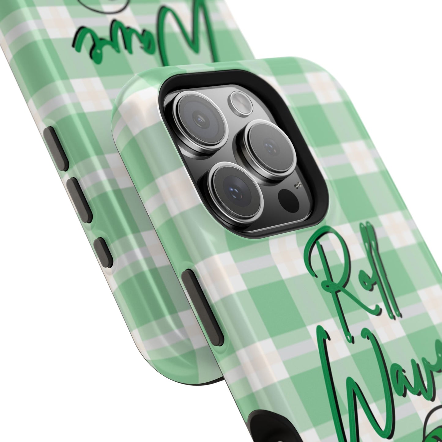 Phone Case — "Roll Wave" Green Plaid Magnetic Impact‑Resistant Case