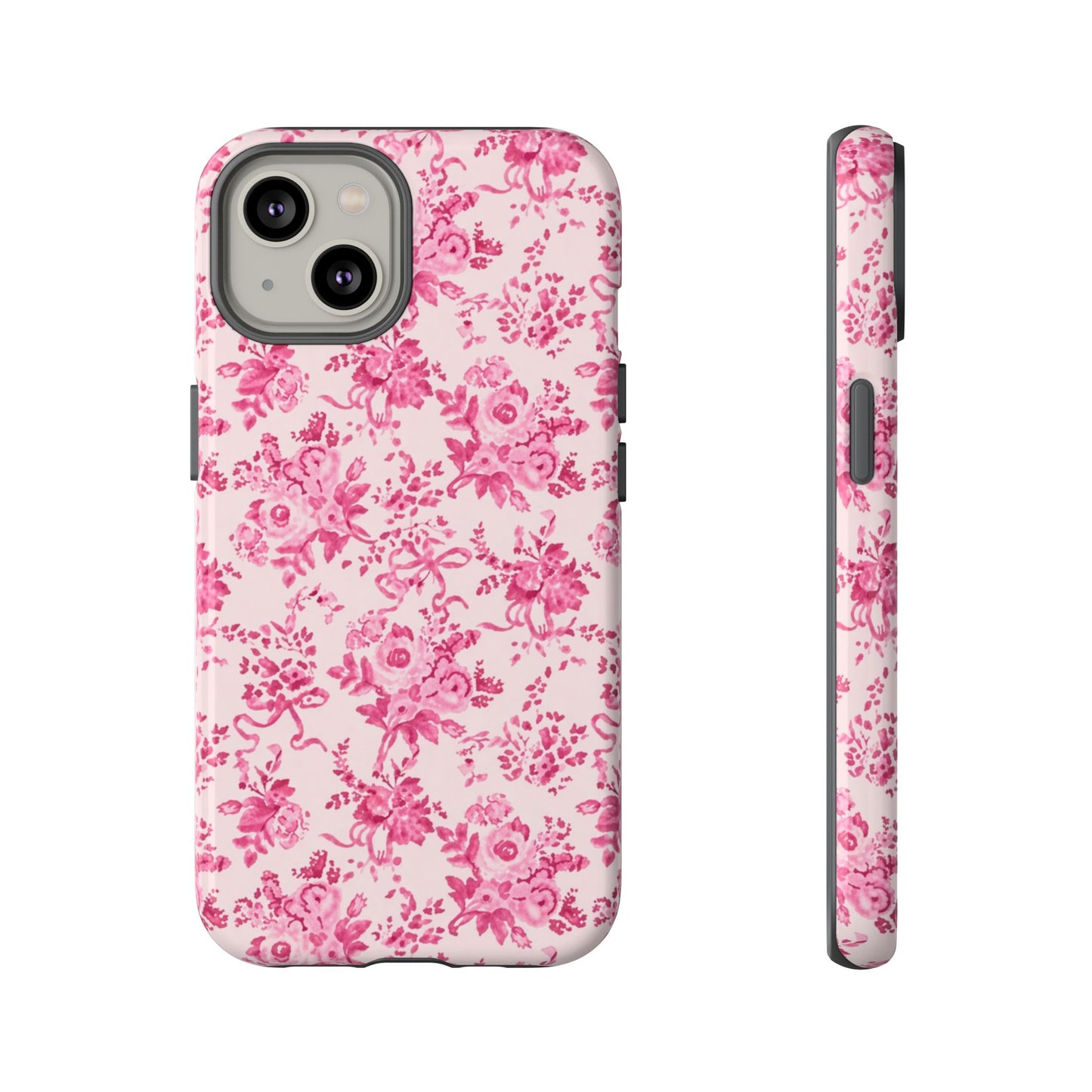 Pink Vintage Floral Tough Phone Case — Protective iPhone Cover