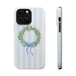 Floral Wreath Magnetic Impact Case — Blue Striped Protective Phone Case