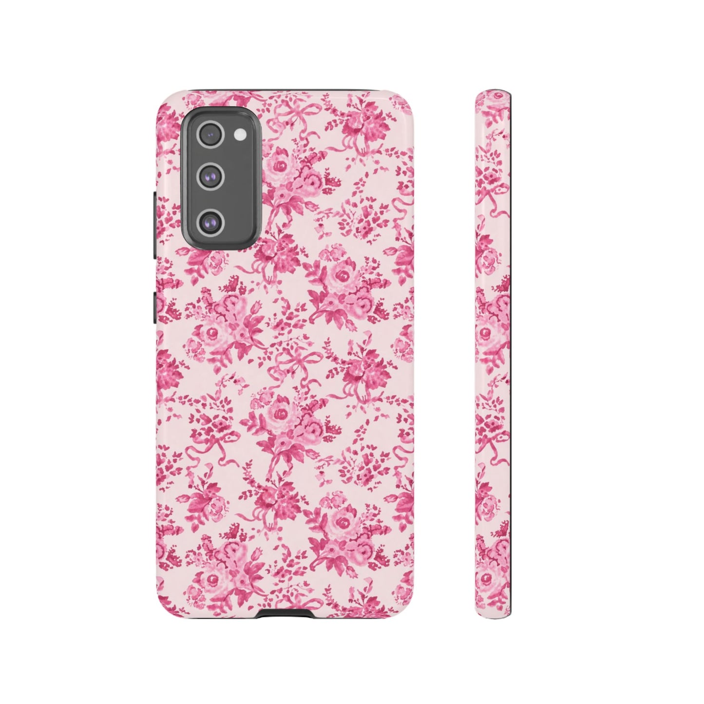 Pink Vintage Floral Tough Phone Case — Protective iPhone Cover