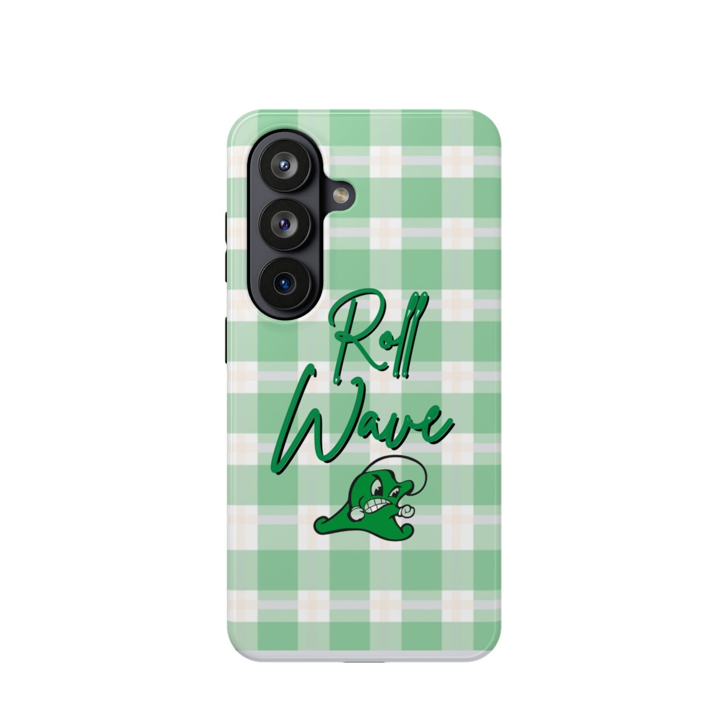 Phone Case — "Roll Wave" Green Plaid Magnetic Impact‑Resistant Case