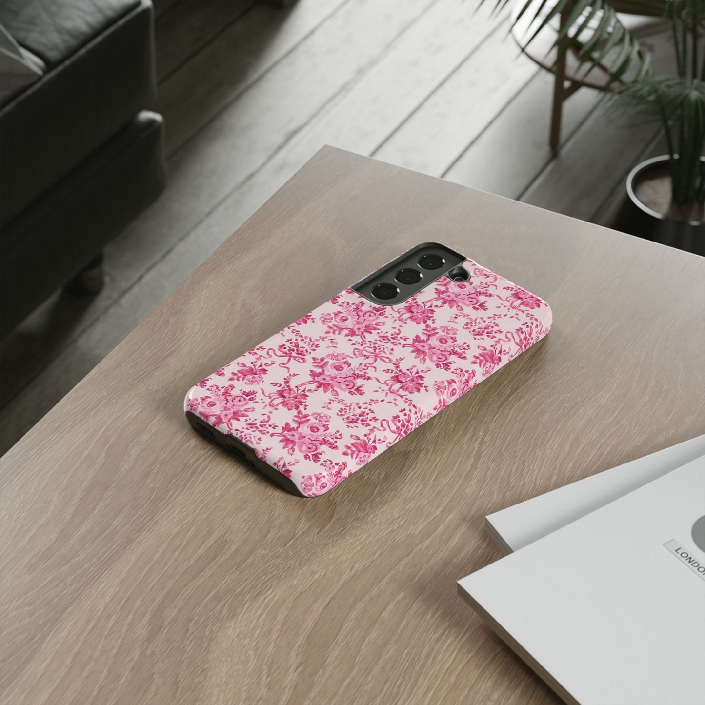 Pink Vintage Floral Tough Phone Case — Protective iPhone Cover