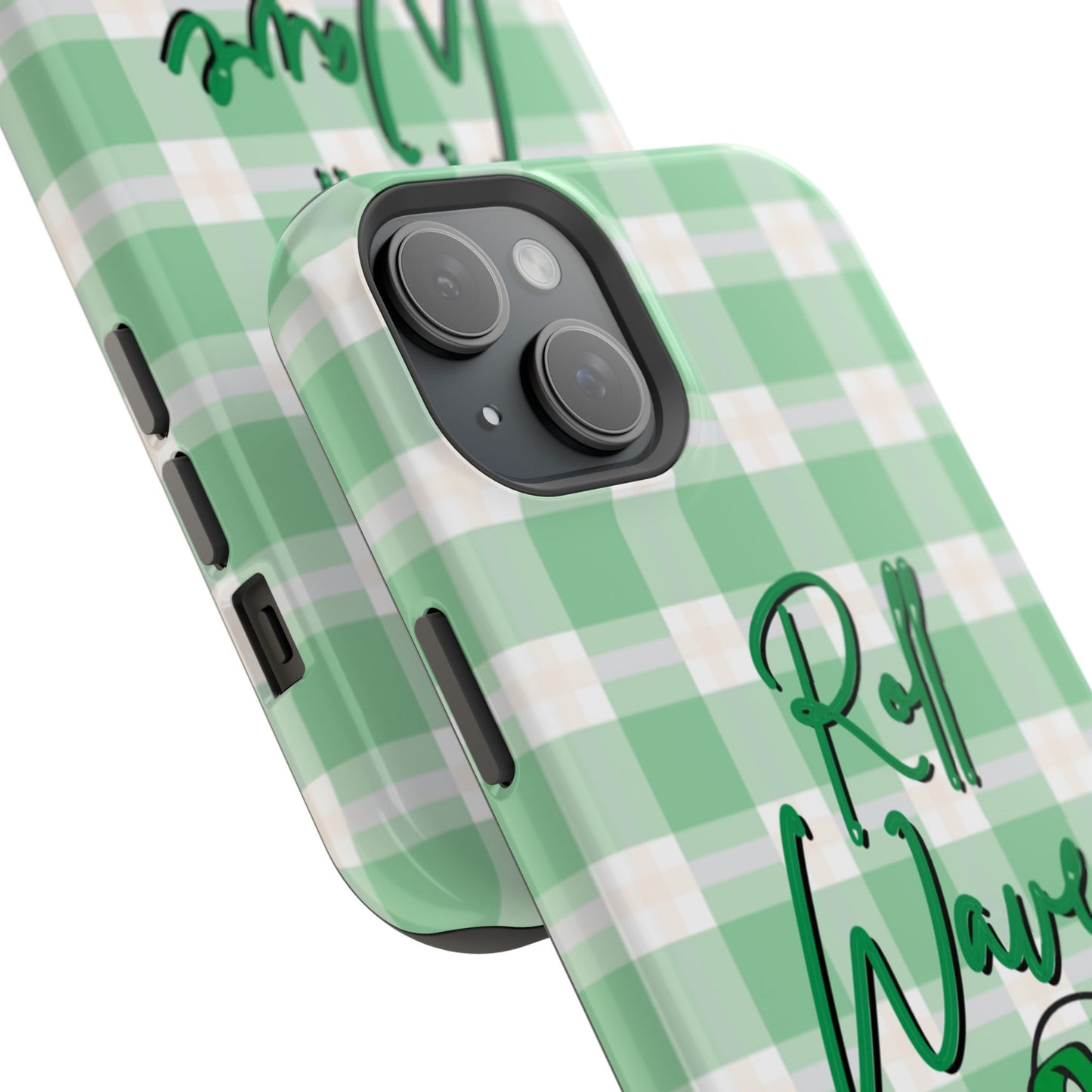 Phone Case — "Roll Wave" Green Plaid Magnetic Impact‑Resistant Case