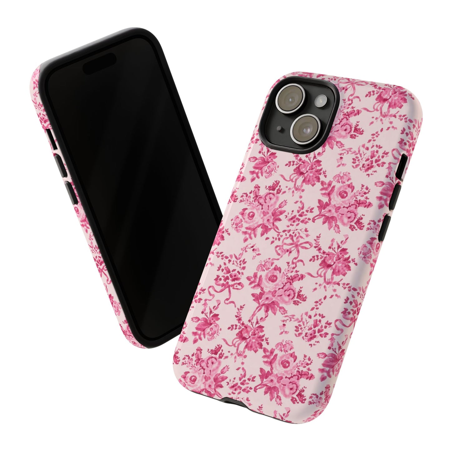 Pink Vintage Floral Tough Phone Case — Protective iPhone Cover