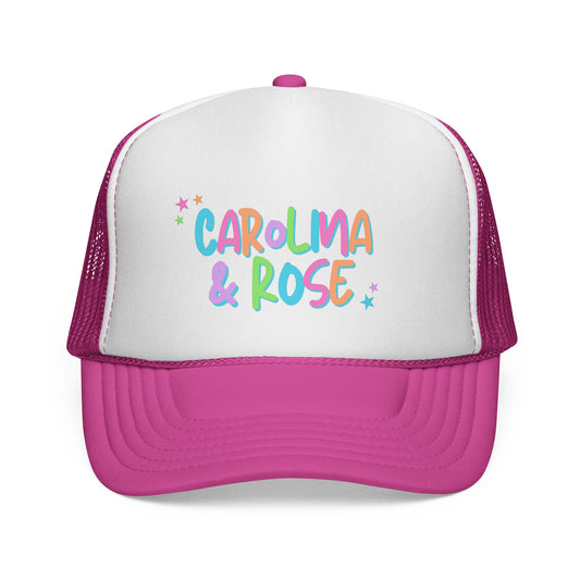 Carolina & Rose Colorful Script Trucker Hat — Cute Pastel Name Cap for Moms, Kids & Gifts
