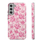 Pink Vintage Floral Tough Phone Case — Protective iPhone Cover