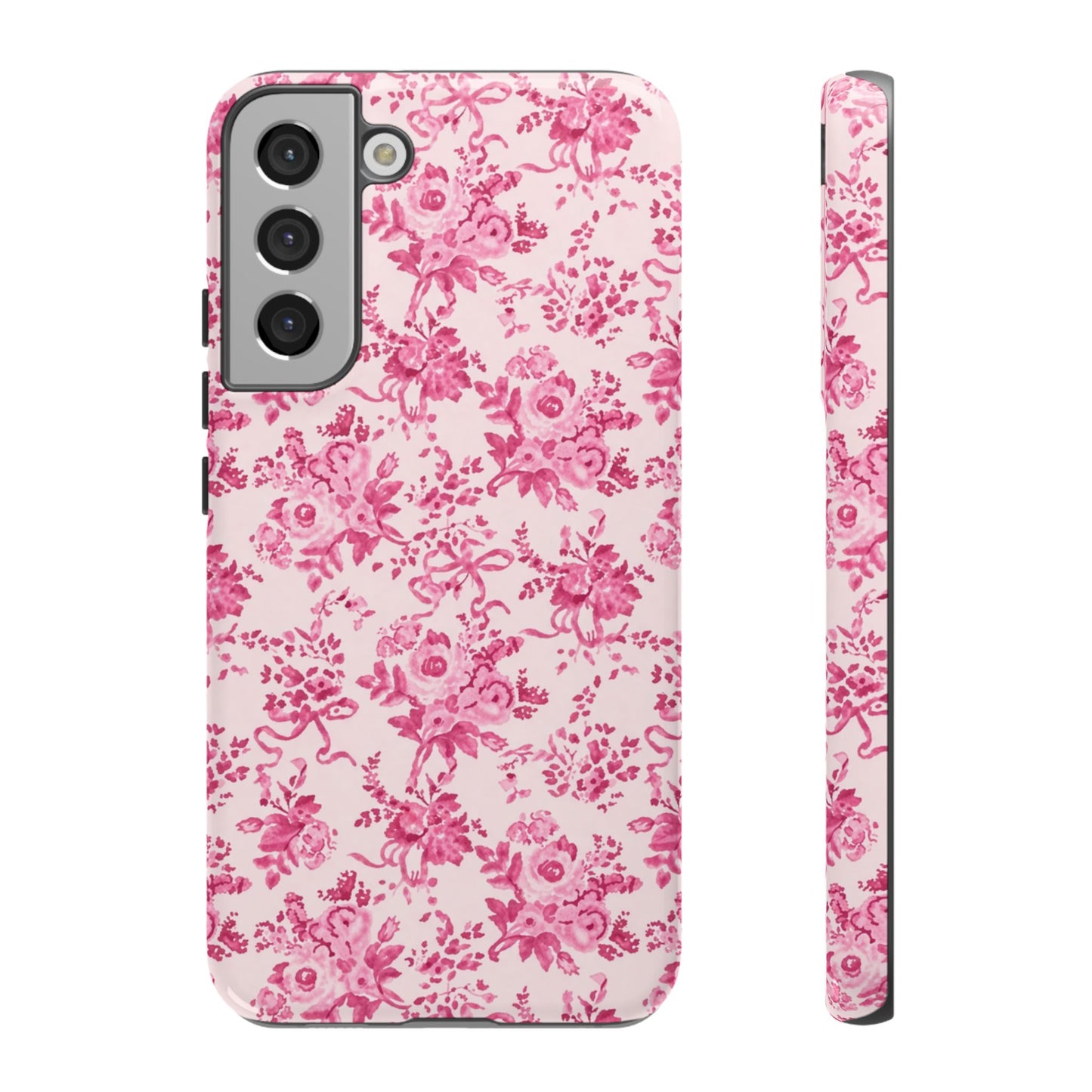 Pink Vintage Floral Tough Phone Case — Protective iPhone Cover