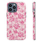 Pink Vintage Floral Tough Phone Case — Protective iPhone Cover