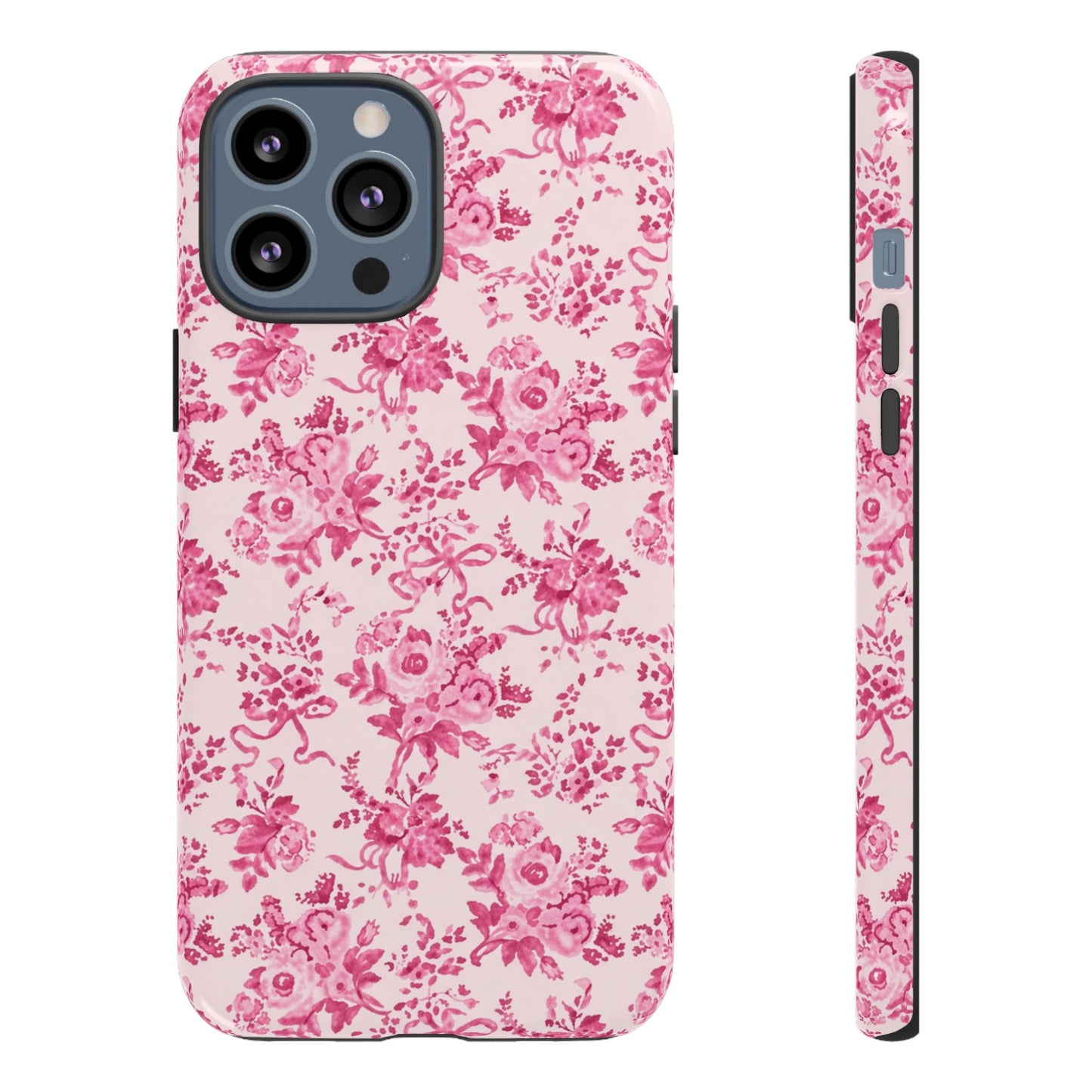 Pink Vintage Floral Tough Phone Case — Protective iPhone Cover