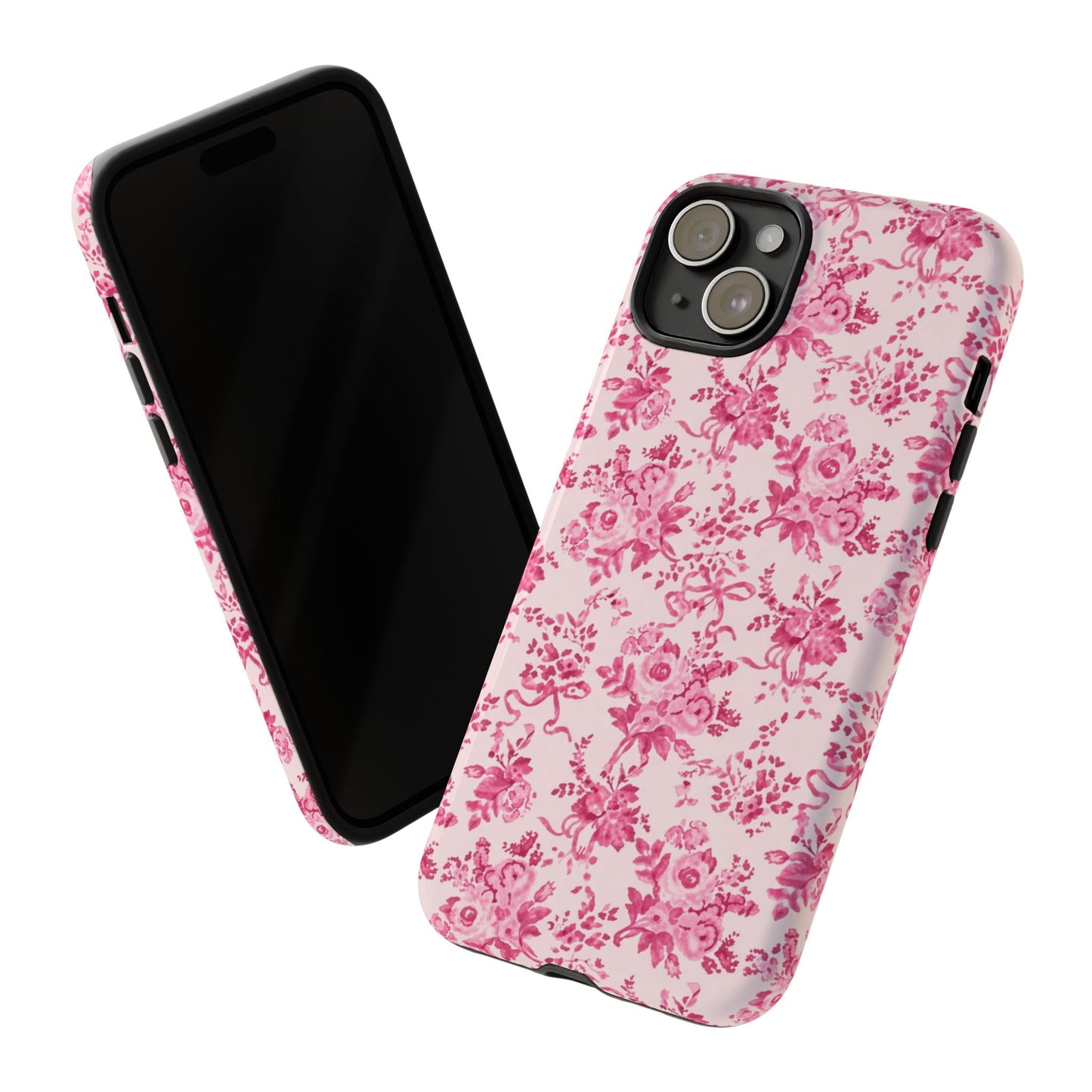 Pink Vintage Floral Tough Phone Case — Protective iPhone Cover