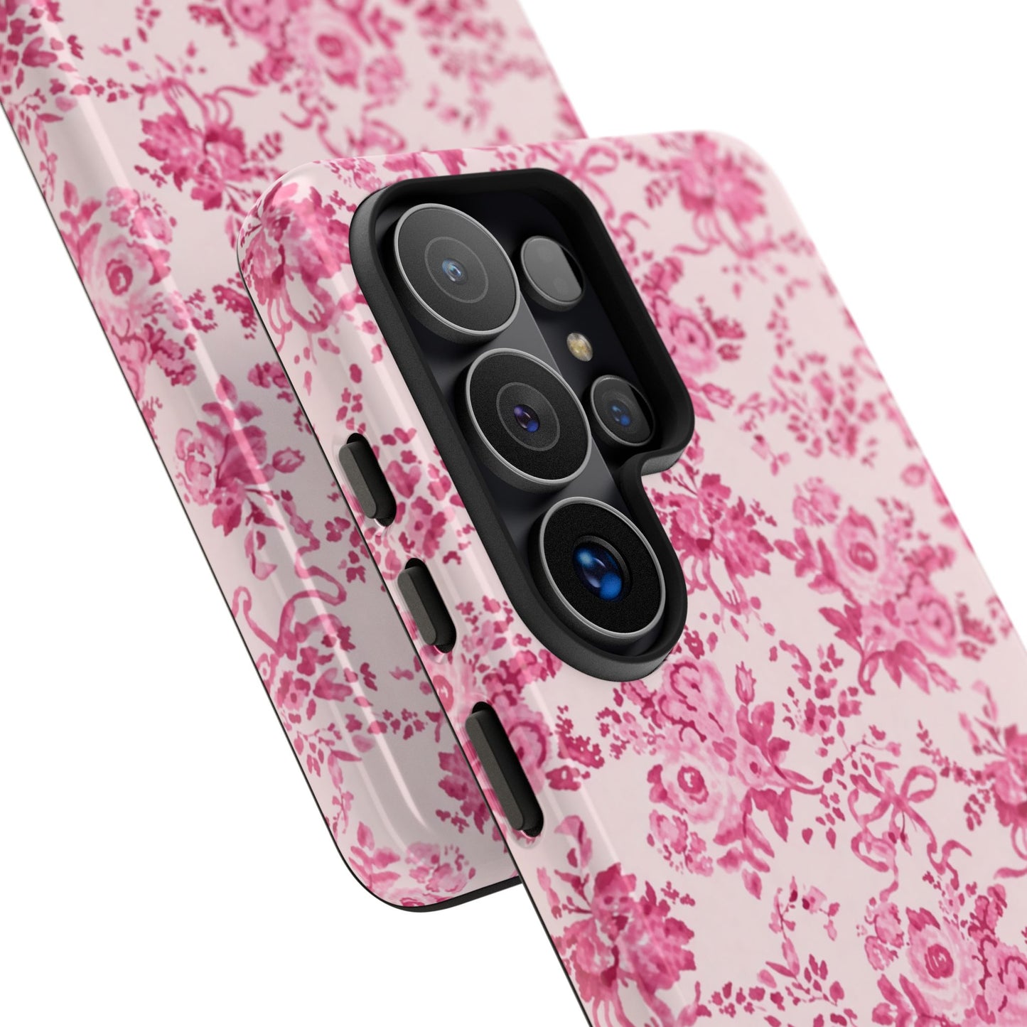 Pink Vintage Floral Tough Phone Case — Protective iPhone Cover