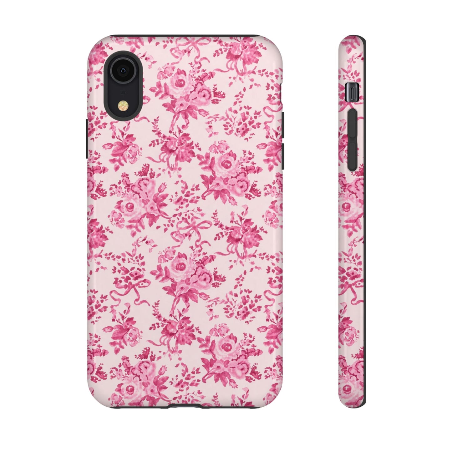 Pink Vintage Floral Tough Phone Case — Protective iPhone Cover
