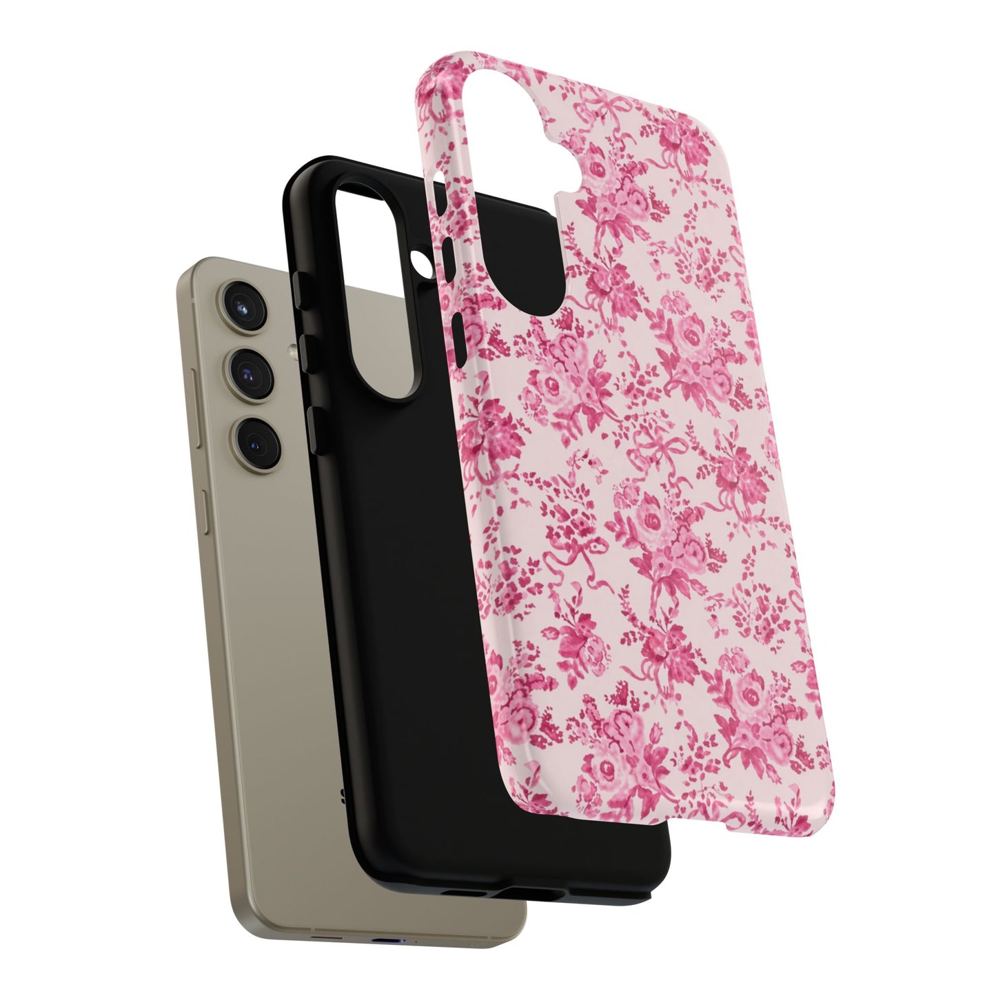 Pink Vintage Floral Tough Phone Case — Protective iPhone Cover