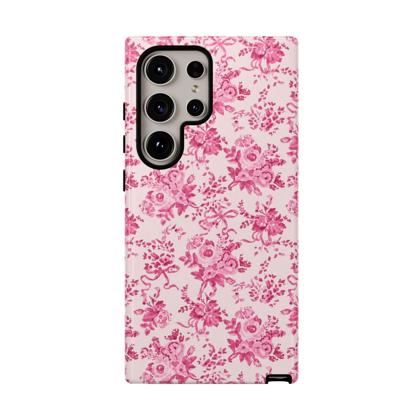 Pink Vintage Floral Tough Phone Case — Protective iPhone Cover