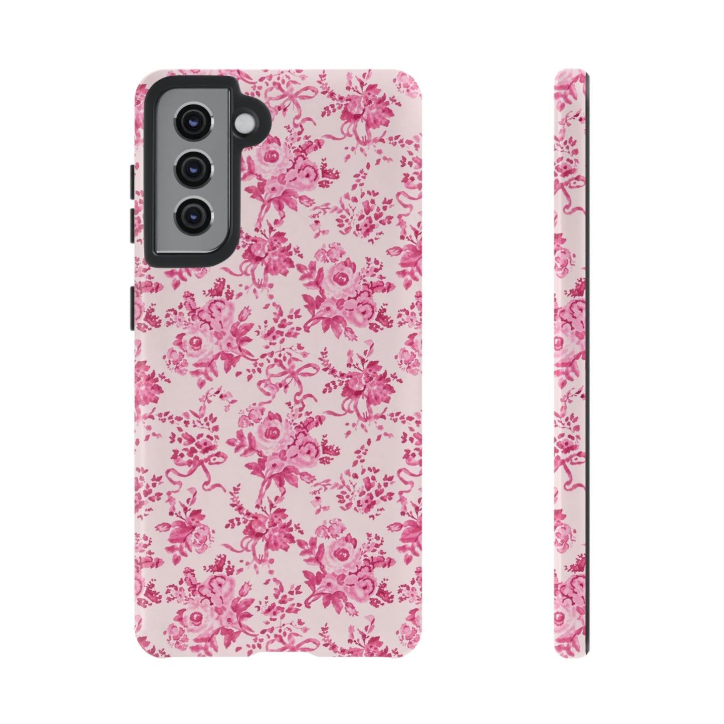 Pink Vintage Floral Tough Phone Case — Protective iPhone Cover