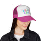 Carolina & Rose Colorful Script Trucker Hat — Cute Pastel Name Cap for Moms, Kids & Gifts