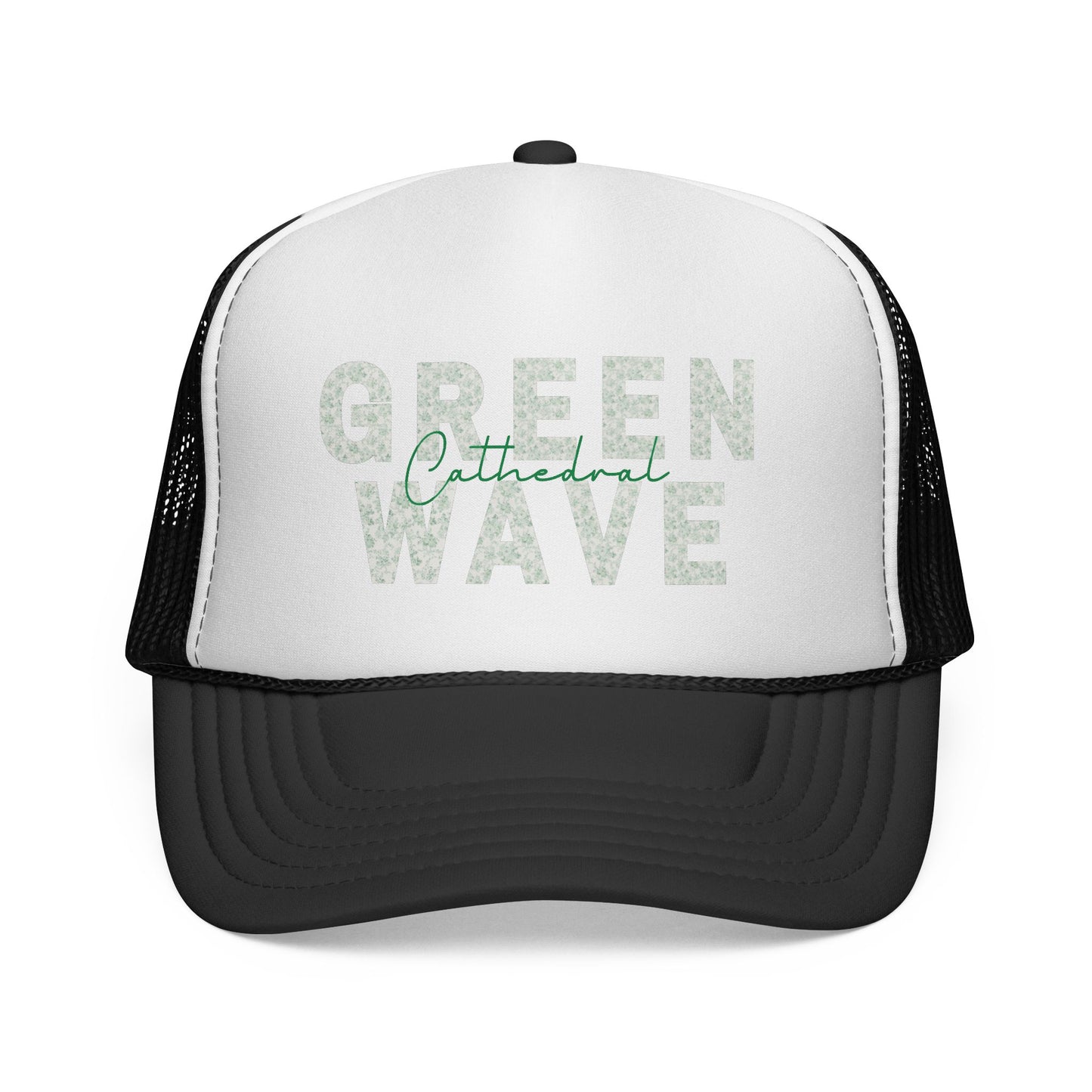 Green Wave Trucker Cap — 'Cathedral' Script Logo