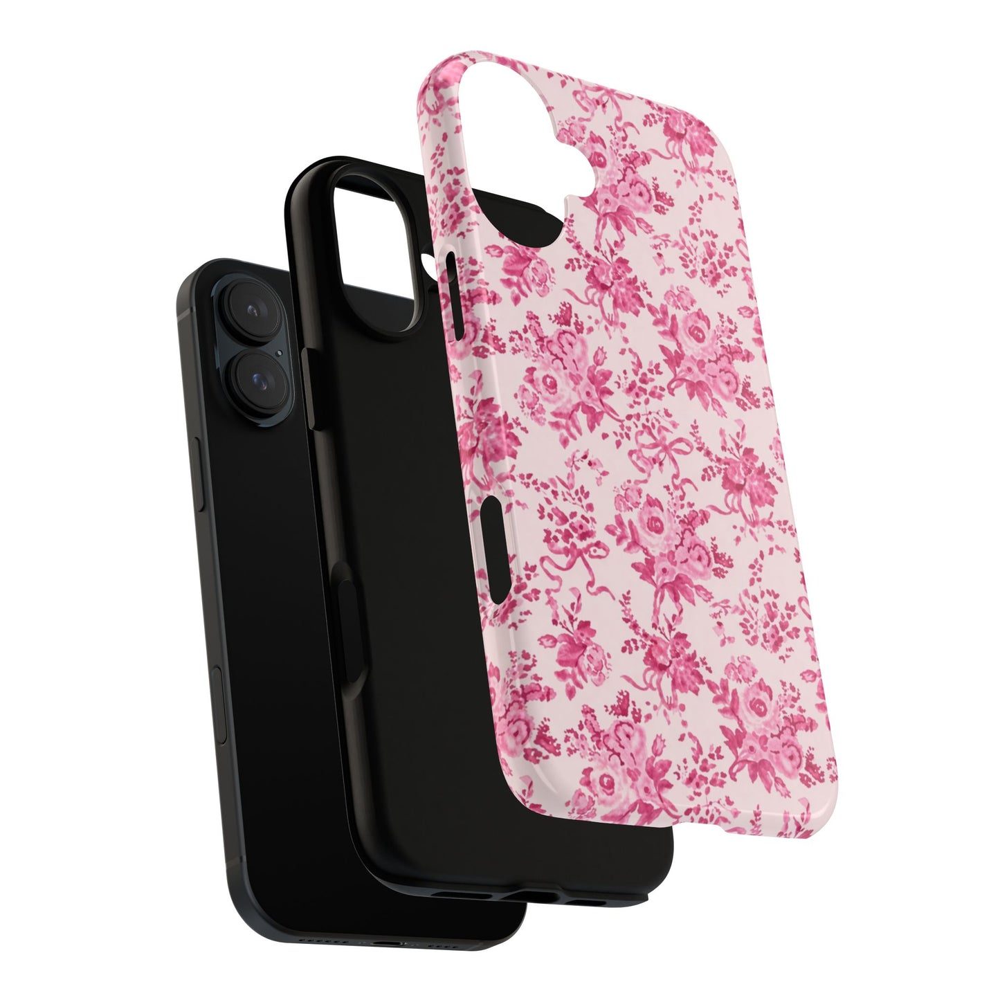 Pink Vintage Floral Tough Phone Case — Protective iPhone Cover