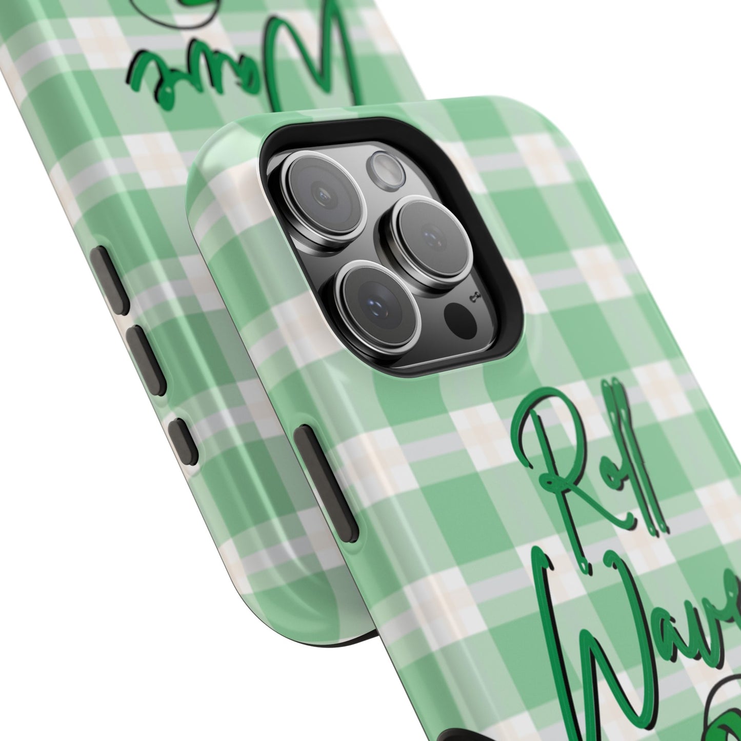 Phone Case — "Roll Wave" Green Plaid Magnetic Impact‑Resistant Case