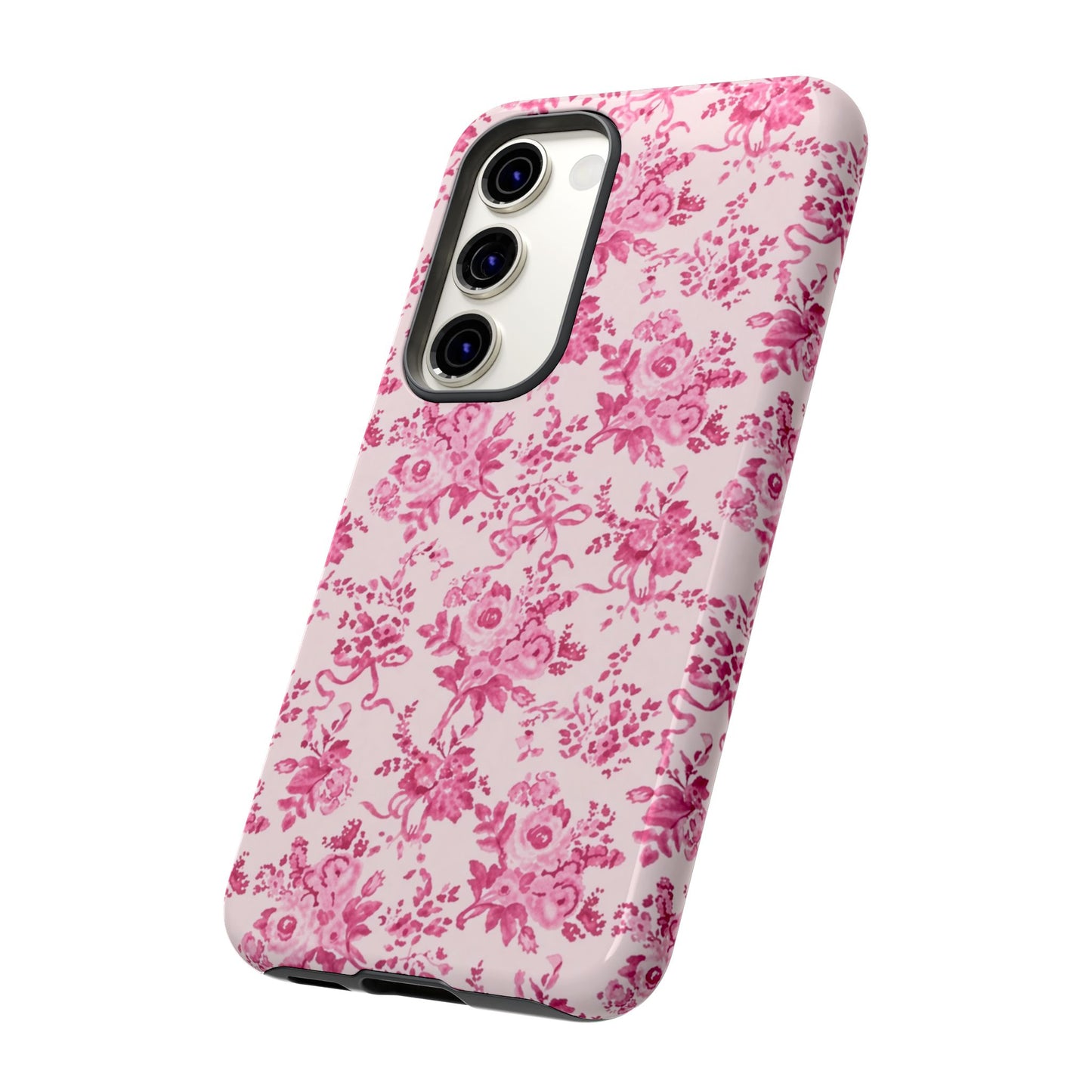 Pink Vintage Floral Tough Phone Case — Protective iPhone Cover