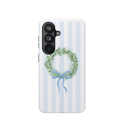 Floral Wreath Magnetic Impact Case — Blue Striped Protective Phone Case