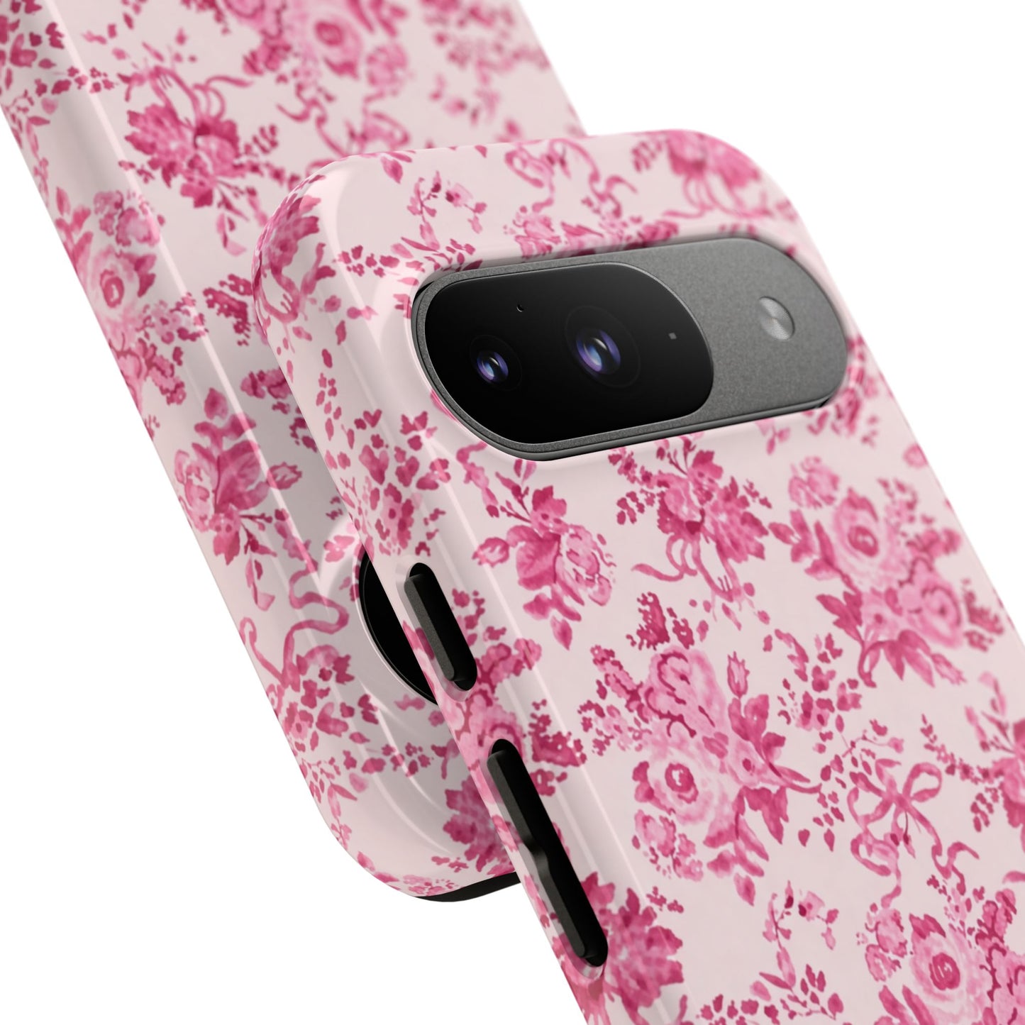 Pink Vintage Floral Tough Phone Case — Protective iPhone Cover