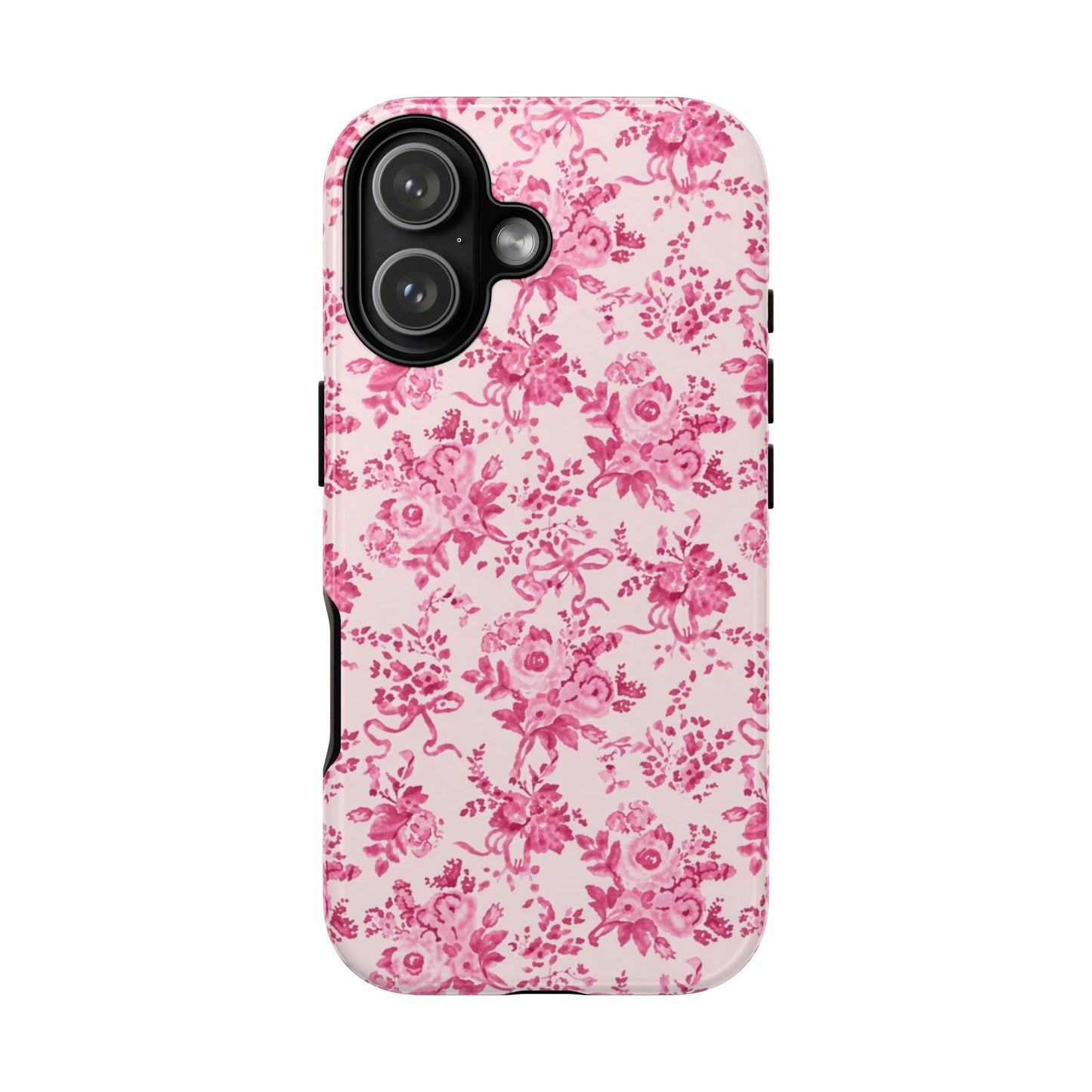 Pink Vintage Floral Tough Phone Case — Protective iPhone Cover