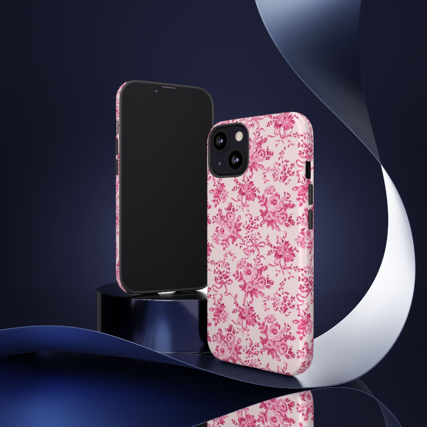 Pink Vintage Floral Tough Phone Case — Protective iPhone Cover