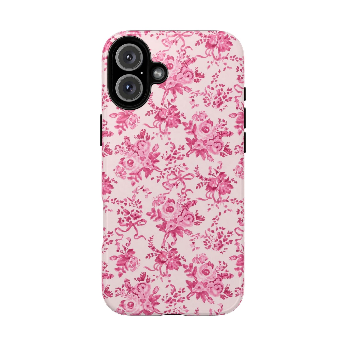 Pink Vintage Floral Tough Phone Case — Protective iPhone Cover