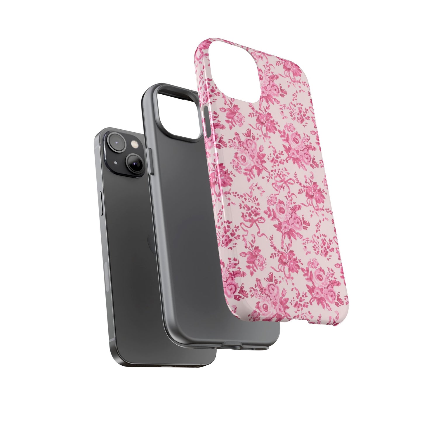 Pink Vintage Floral Tough Phone Case — Protective iPhone Cover