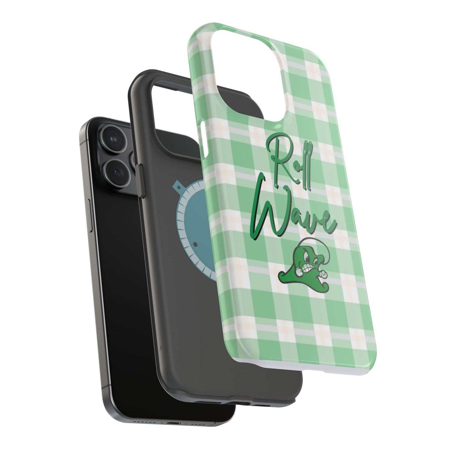 Phone Case — "Roll Wave" Green Plaid Magnetic Impact‑Resistant Case