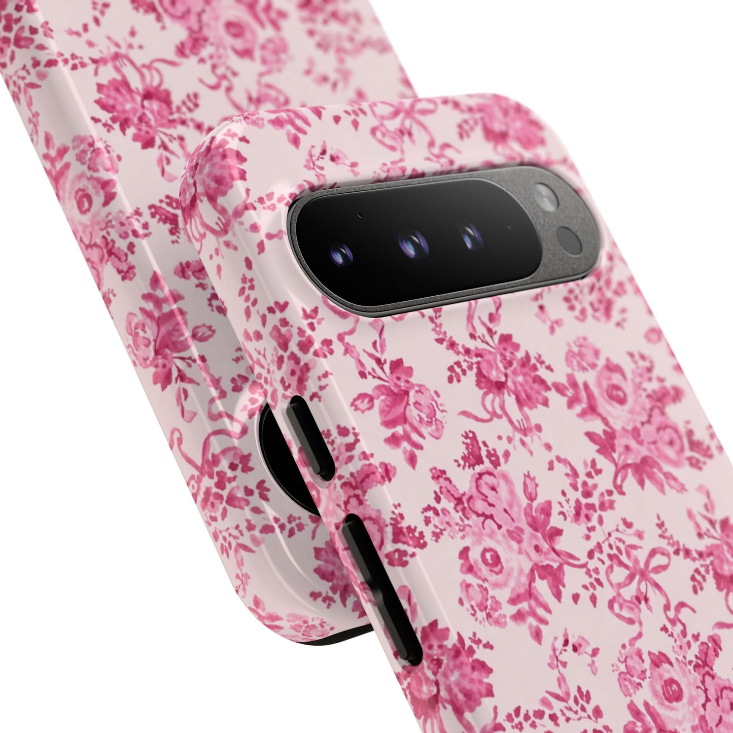 Pink Vintage Floral Tough Phone Case — Protective iPhone Cover