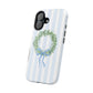 Floral Wreath Magnetic Impact Case — Blue Striped Protective Phone Case