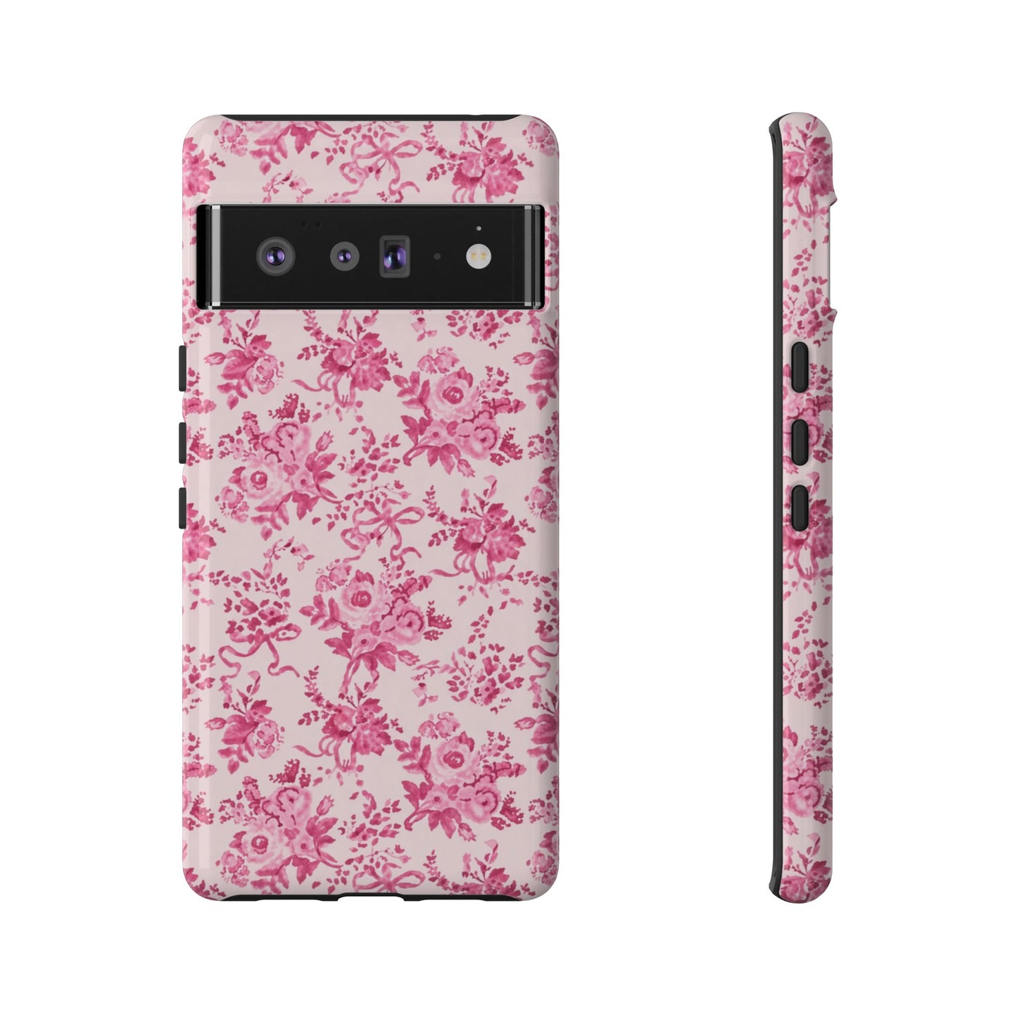 Pink Vintage Floral Tough Phone Case — Protective iPhone Cover