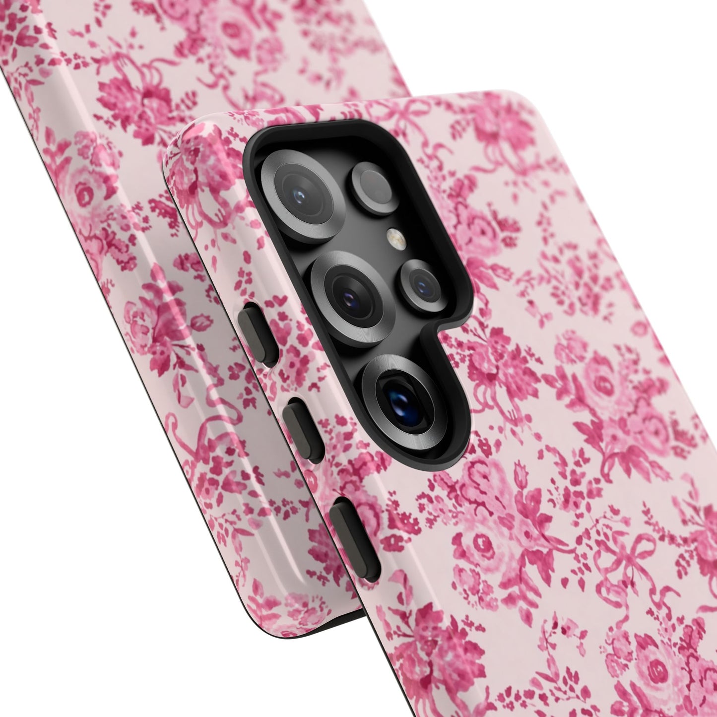 Pink Vintage Floral Tough Phone Case — Protective iPhone Cover