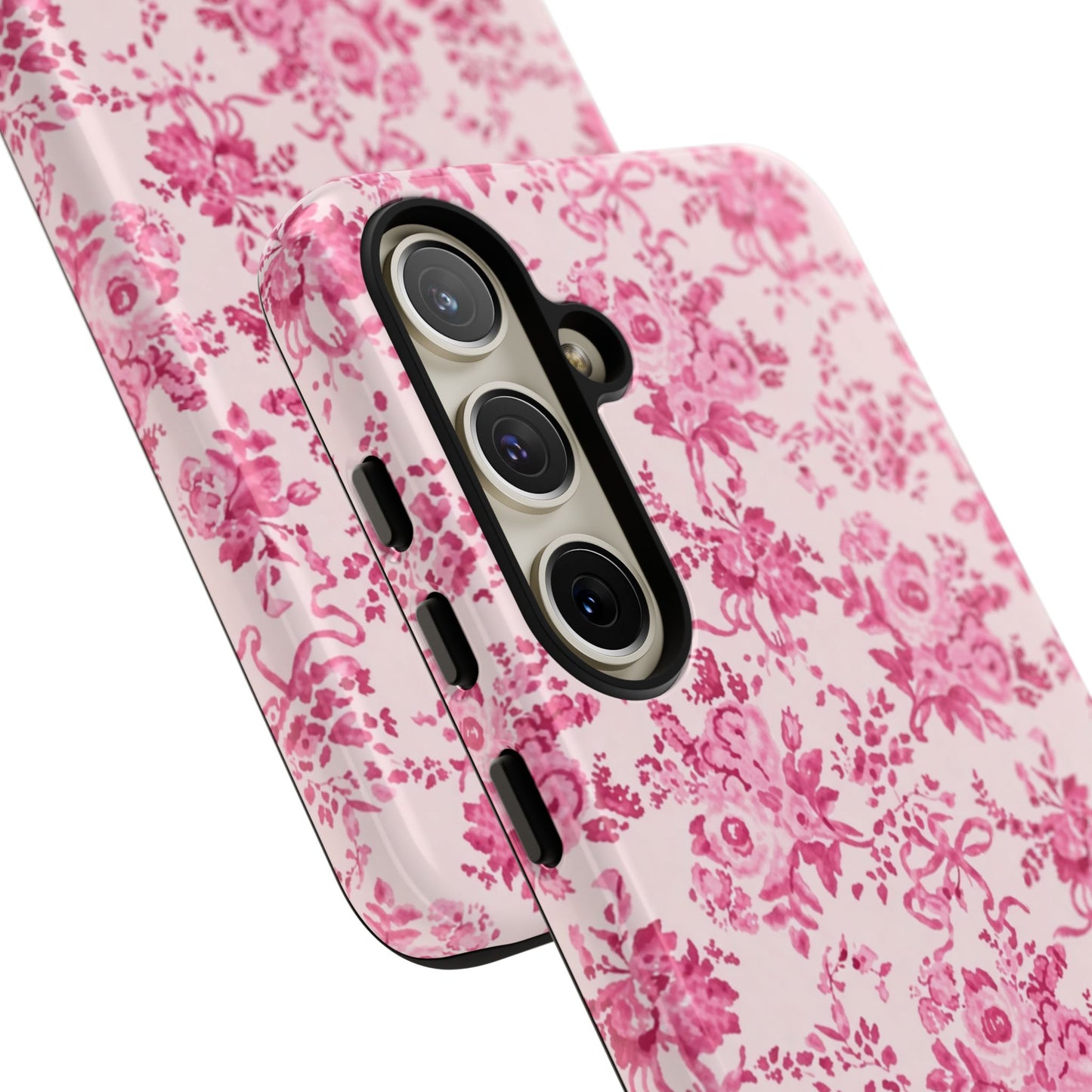 Pink Vintage Floral Tough Phone Case — Protective iPhone Cover