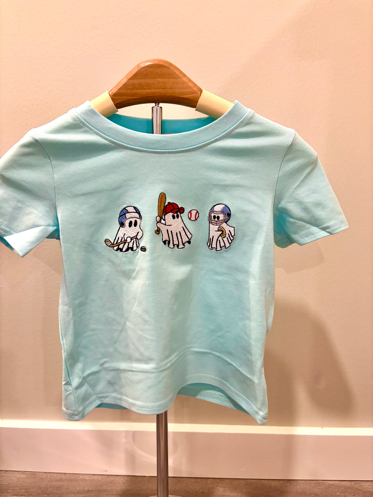 Blue Halloween Baseball Ghost T-Shirt - READY TO SHIP/PICKUP!