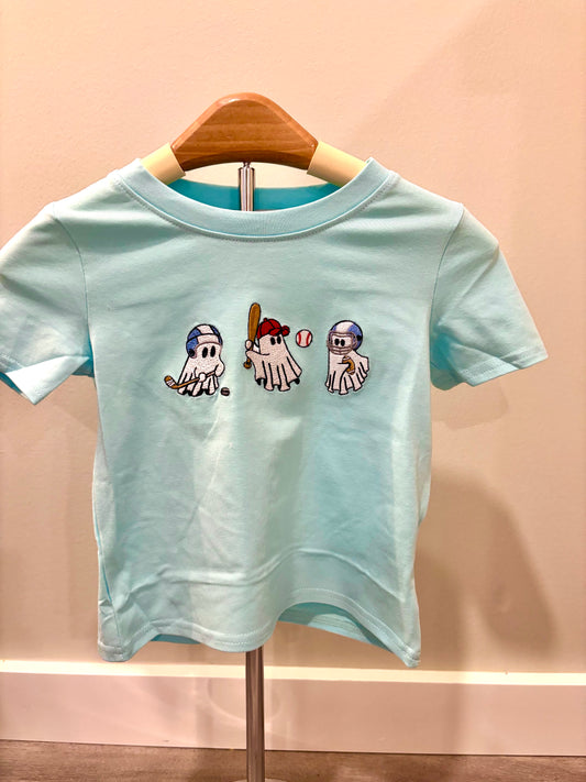 Blue Halloween Baseball Ghost T-Shirt - READY TO SHIP/PICKUP!