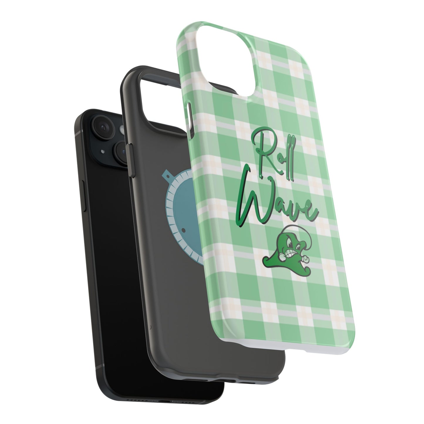 Phone Case — "Roll Wave" Green Plaid Magnetic Impact‑Resistant Case