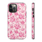 Pink Vintage Floral Tough Phone Case — Protective iPhone Cover