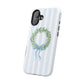 Floral Wreath Magnetic Impact Case — Blue Striped Protective Phone Case
