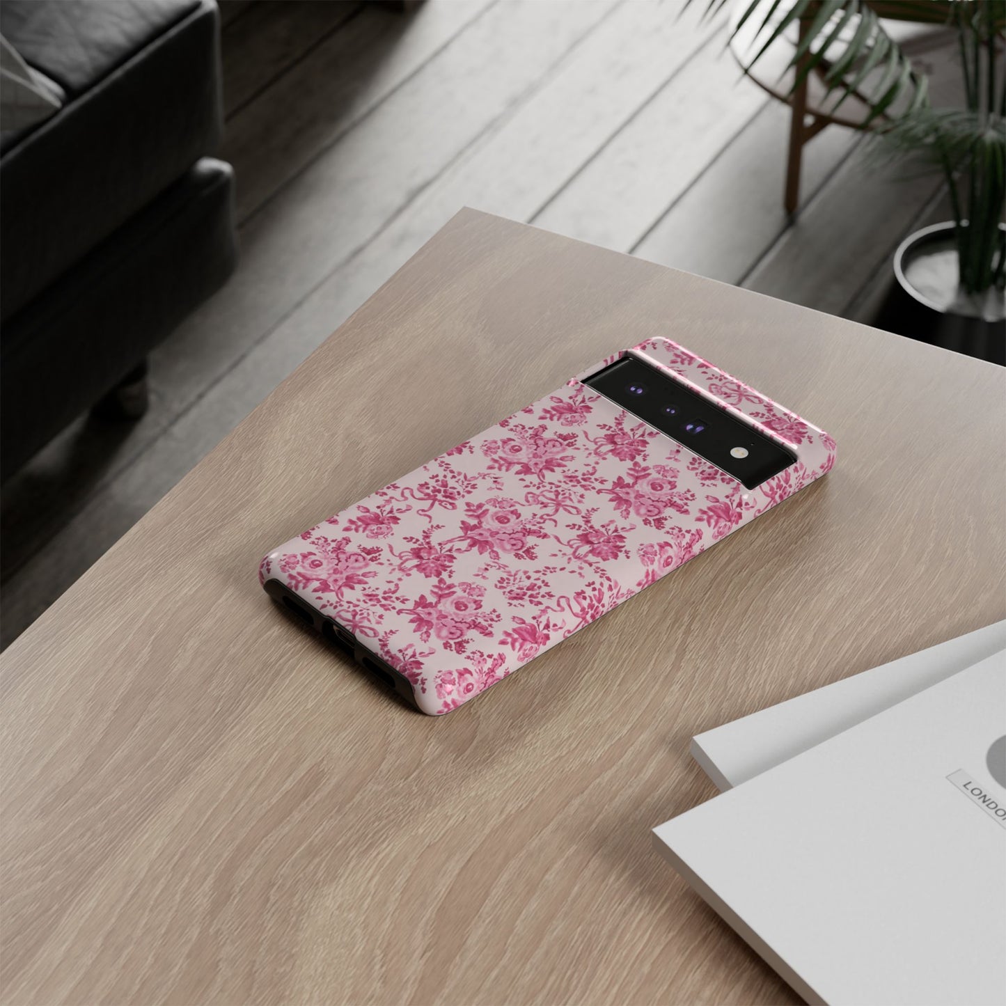 Pink Vintage Floral Tough Phone Case — Protective iPhone Cover