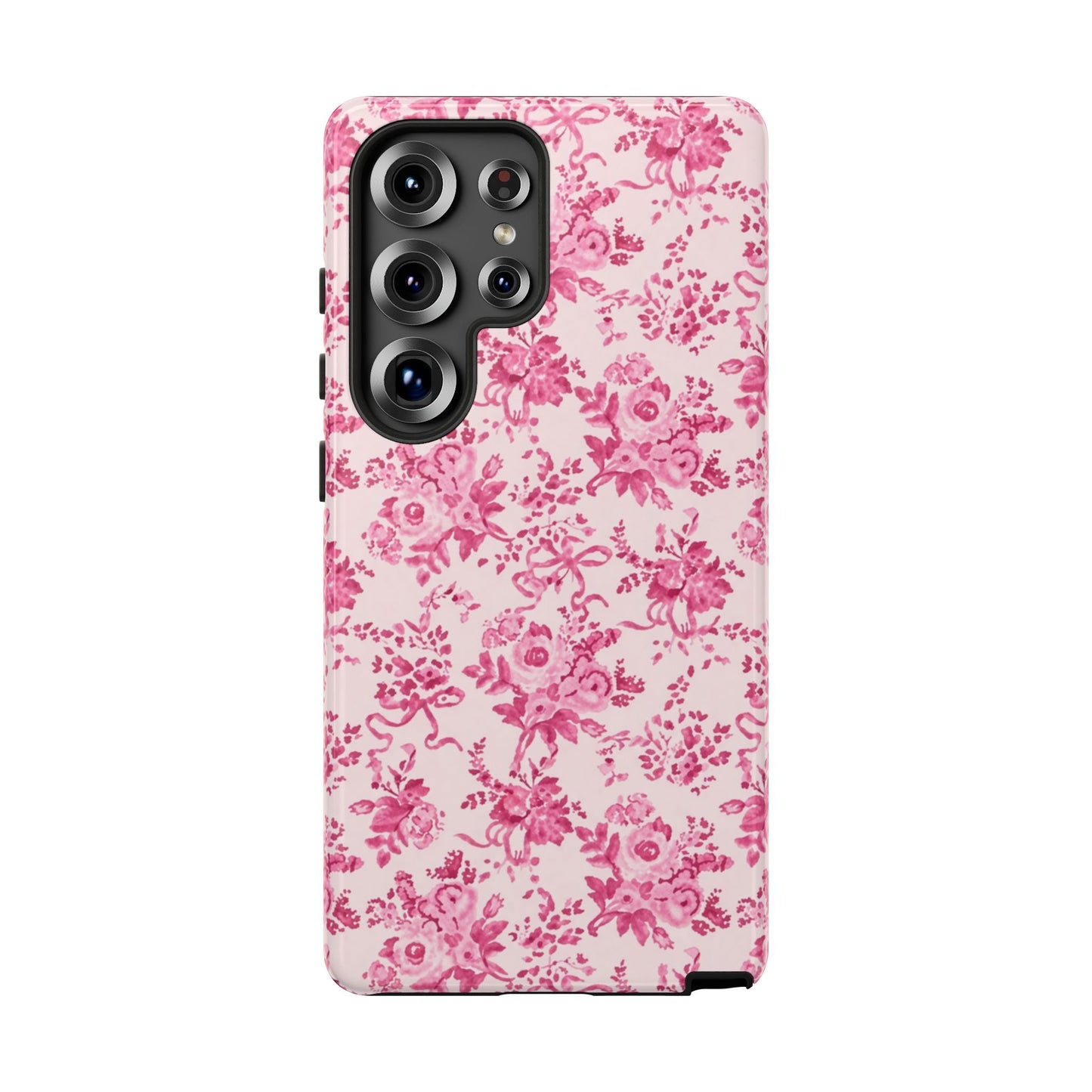 Pink Vintage Floral Tough Phone Case — Protective iPhone Cover