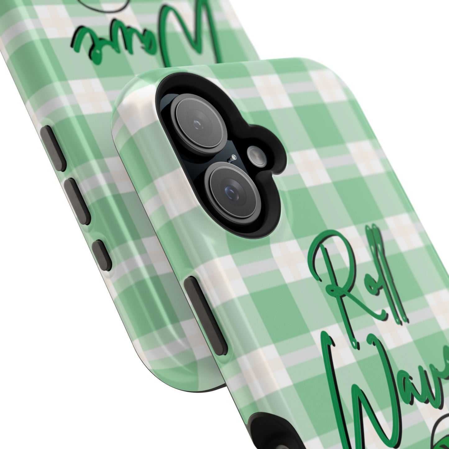 Phone Case — "Roll Wave" Green Plaid Magnetic Impact‑Resistant Case