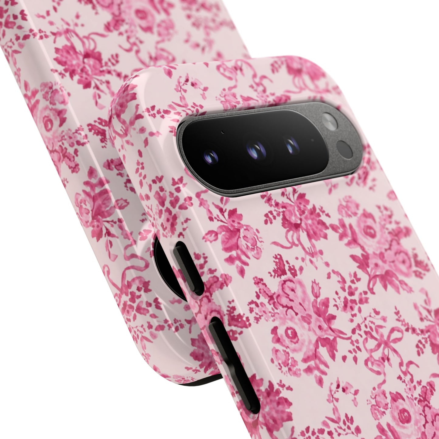 Pink Vintage Floral Tough Phone Case — Protective iPhone Cover